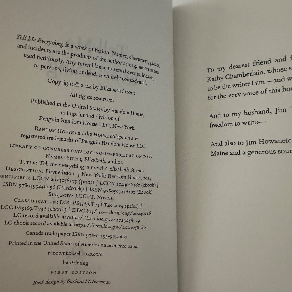 Tell Me Everything: Oprah's Book Club : A Novel Hardcover Elizabeth - Picture 2 of 3